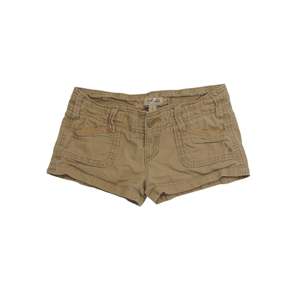 Hollister Low Rise Khaki Cargo Mini Shorts Y2K Tan Utility Size 1